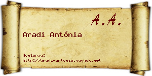 Aradi Antónia névjegykártya